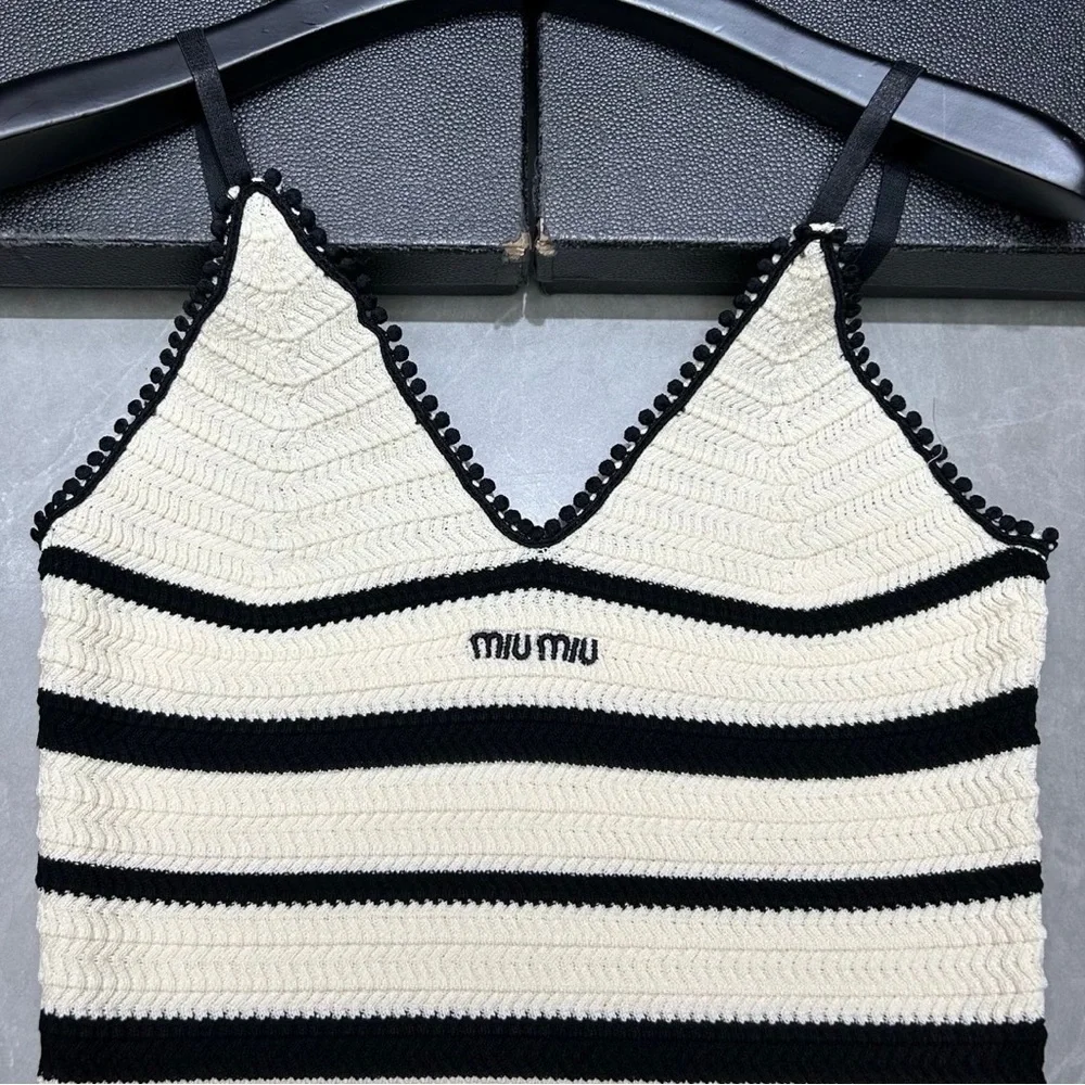 Miu Miu Black and Cream Knit Camisole - Picture 3 of 4